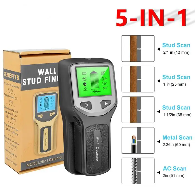 In 1 Profondità Metal Detector Palmare Elettronico A Parete Pinpointer Stud Finder Sensore Scanner A Parete Per Il Rilevamento Del Filo Cercapersone