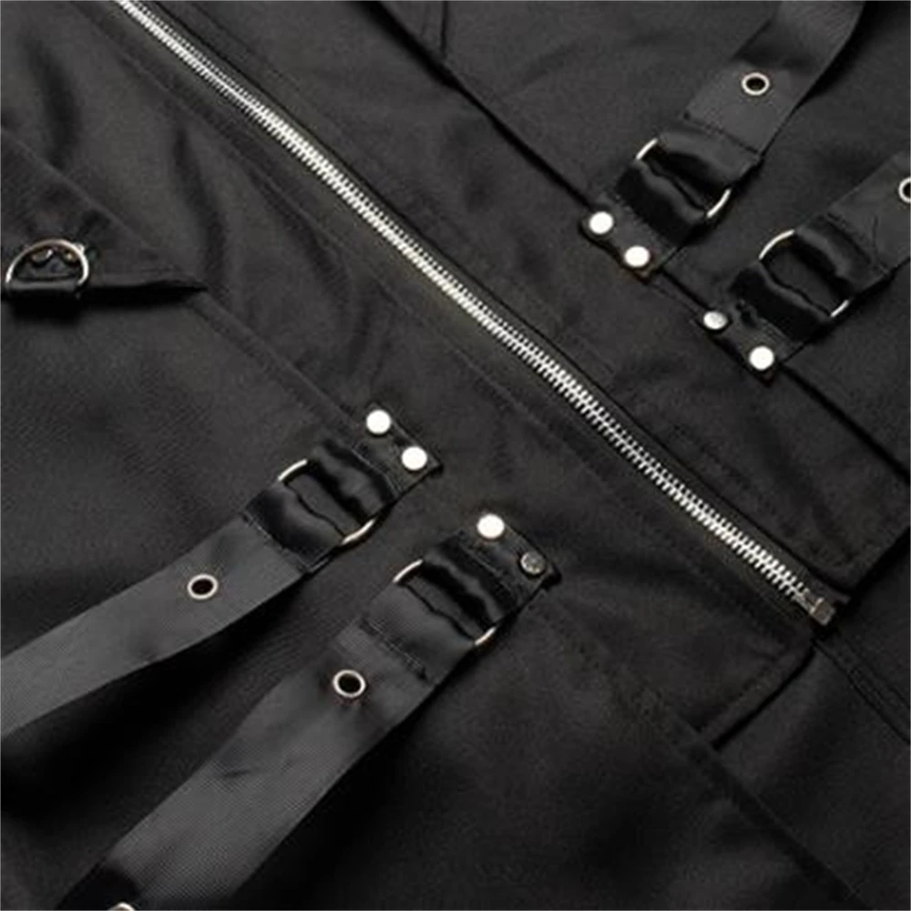 Punk Outerwear Medieval Man Trench Coat Black Men's Jacket Steampunk Windbreaker Gothic Clothing Halloween Costume