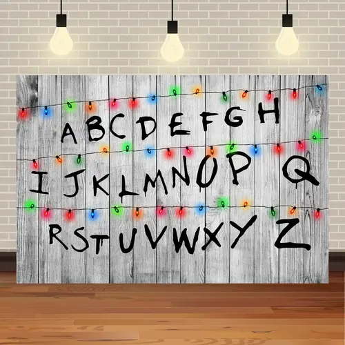 American TV Stranger Theme Background Lights Alphabet Episode Series Vinyl Banner Party Decoration Supplies Photo Prop Baby Gift - Image 8