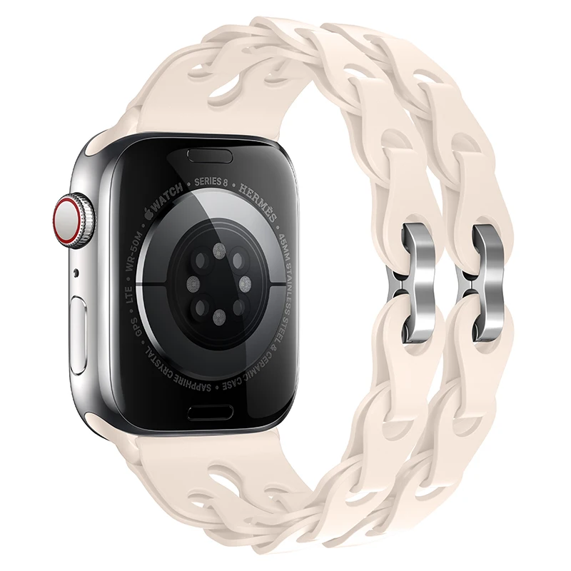 애플 워치 밴드용 실리콘 스트랩, 벨트 팔찌, iWatch 울트라 2 시리즈 9, 8, 7, 6, 5, 3 Se, 45mm, 44mm, 49mm, 40mm, 41mm, 38mm, 42mm
