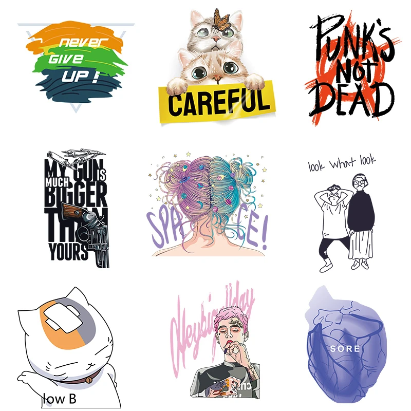 

DIY T-shirt Applique Cat Letter Animal Heat Transfer Vinyl Stickers Thermal Press Cartoon Girl Heat Transfer for Kids Clothing