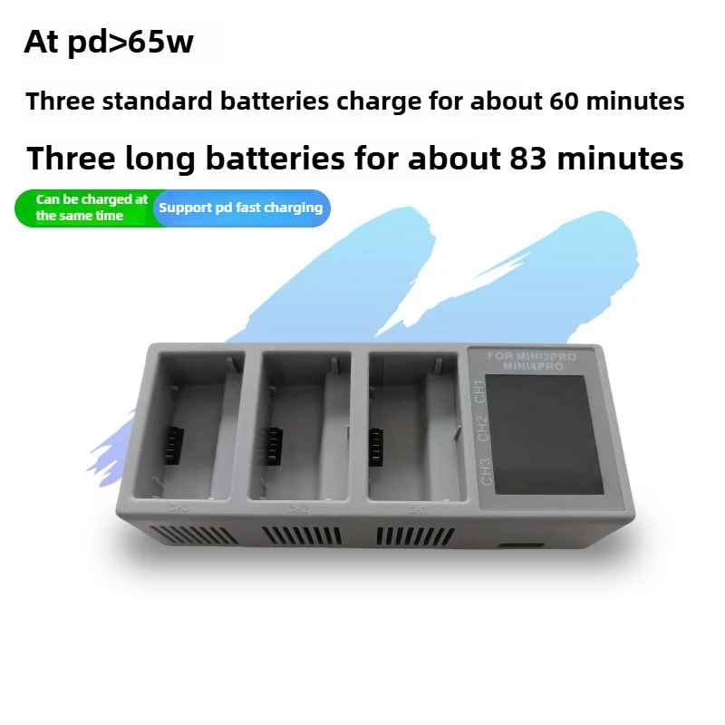 Chargeur Hub PD 65W pour DJI Mini 3/Mini 4 Pro - Charge 3 Batteries