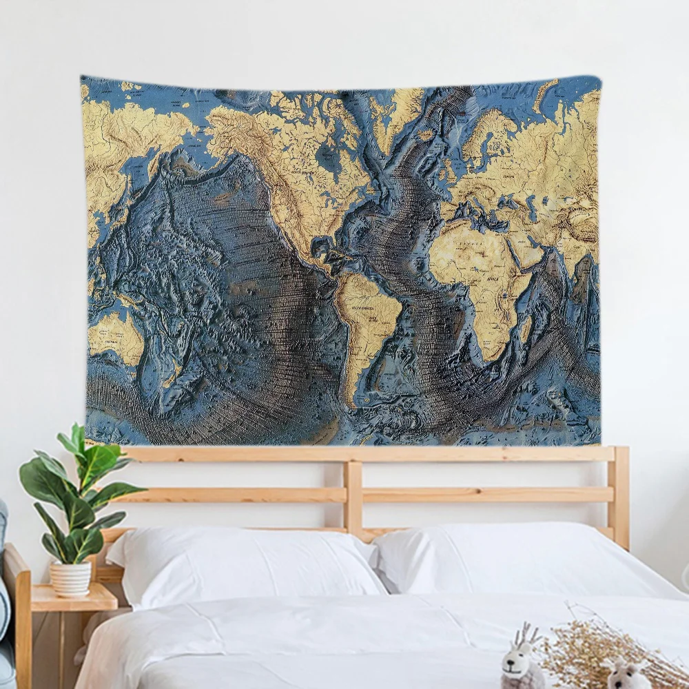 World Map Tapestry for Bedroom Decoration Photo Paper on the Wall Decor Room Decorating Items Home Decorations Tapries Aesthetic