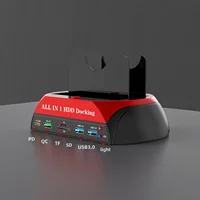 All-in-One HDD/SSD Docking Station 2.5/3.5" SATA/IDE with Offline Cloning USB 3.0 Hub SD/TF Card Reader PD/QC Fast Charge