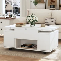 Table basse multifonctionnelle élégante avec bureau ouvrable pour façonner 2 tables et grande capacité pour le salon moderne 6