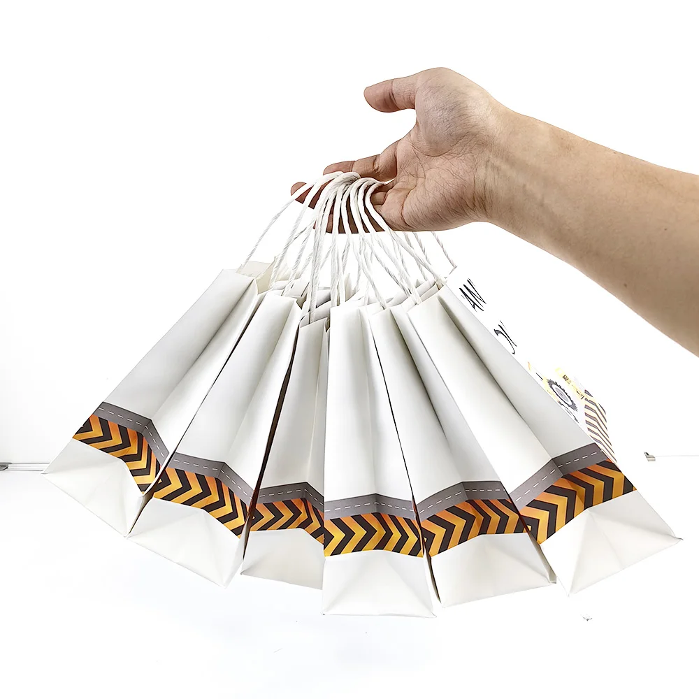 6/12/24pcs Construction Party Gift Bag Paper Bag with Handle Construction Truck Birthda... - SKU CPGB1906 - UGI Packaging