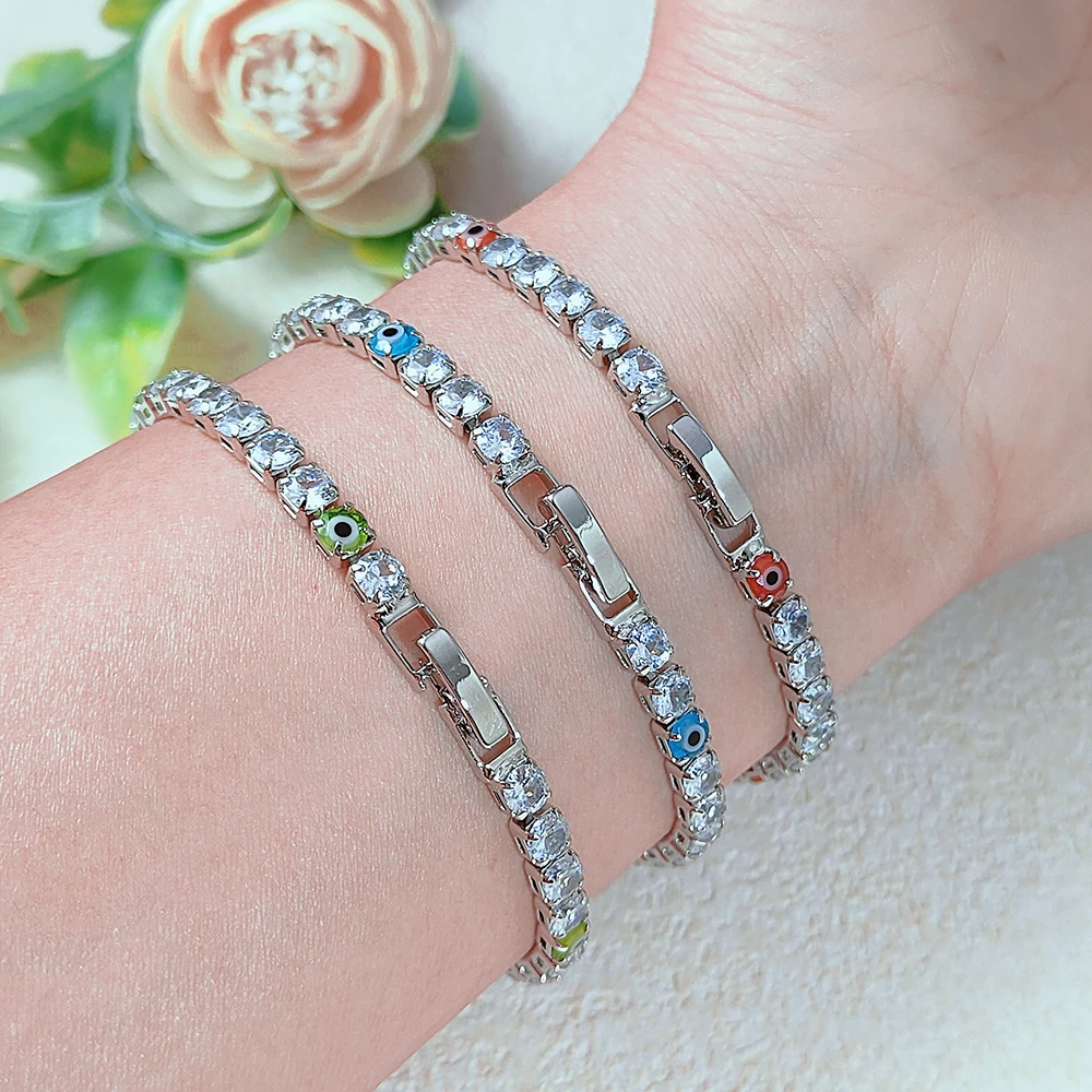 Glück Türkei Bösen blick Armband Für Frauen Einstellbare Zirkon Rot Blau Auge Tennis Kette Armreif Glück Reichtum Schmuck Geschenke H162 – Detail 5