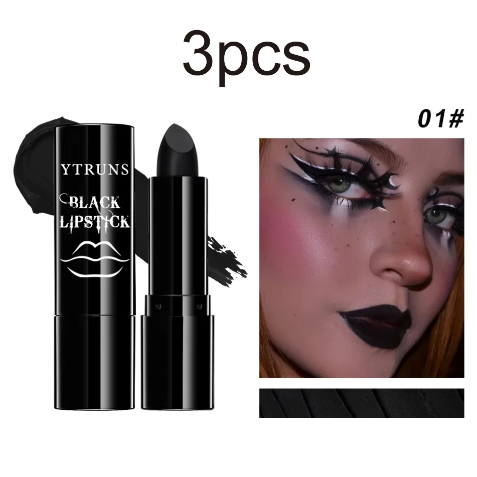 Intense Gothic Matte Black Waterproof Lipstick for Long-Lasting Halloween and Party Glam