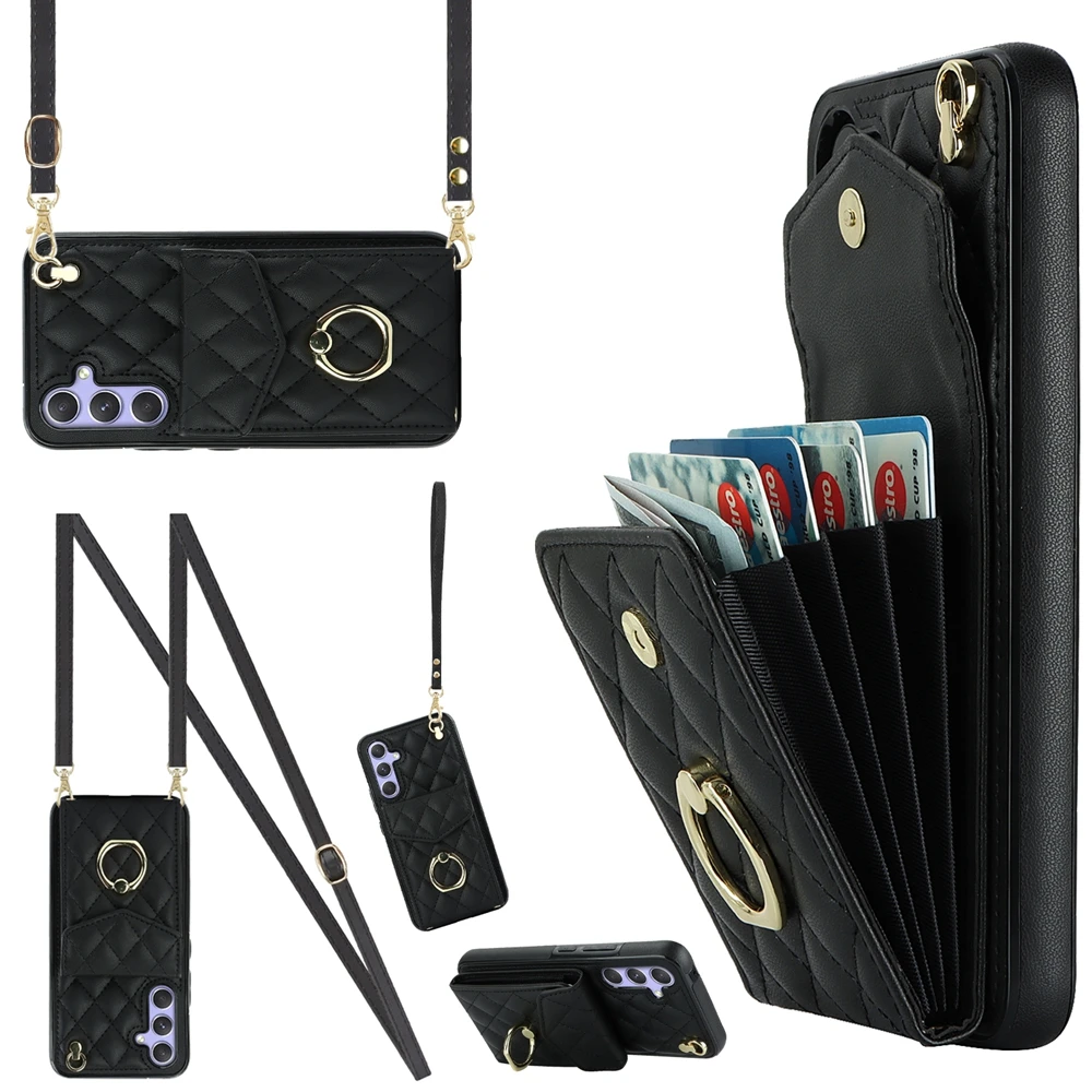 Stylish Leather Crossbody Phone Case with Lanyard