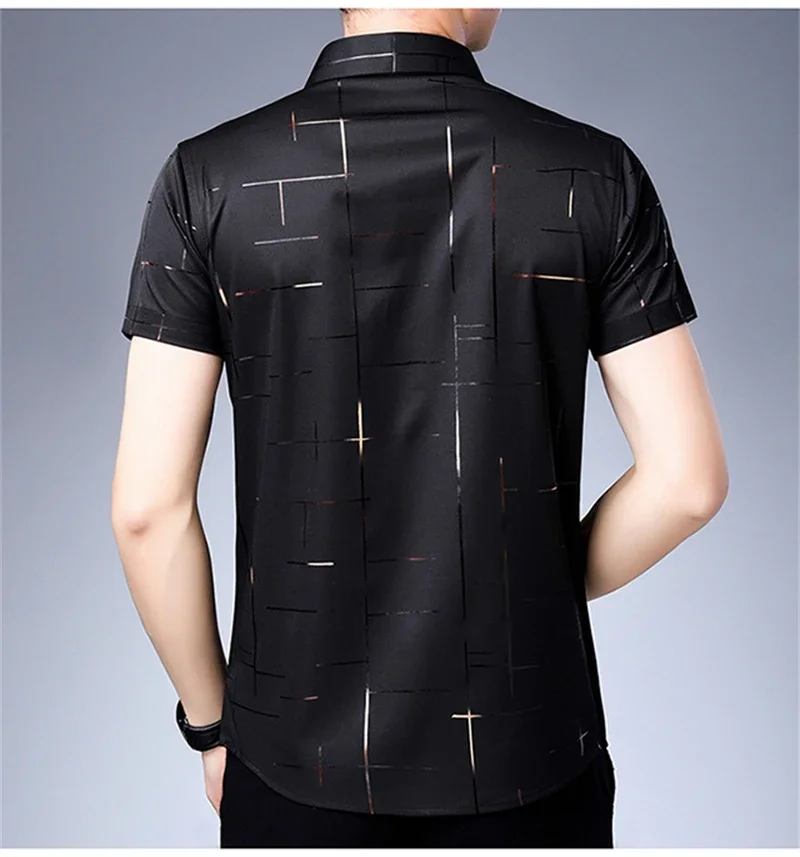 New Men's Business Casual Short Sleeved Shirt No Iron and Wrinkle Resistant Top 6