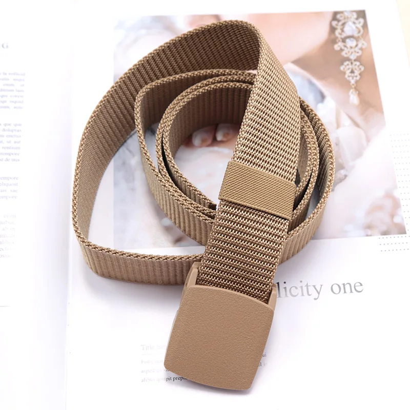 Nylon Belt Men Women Unisex Outdoor Tactical Buckle Black Khaki Waistband Travel Casual Adjustable Men's Belt