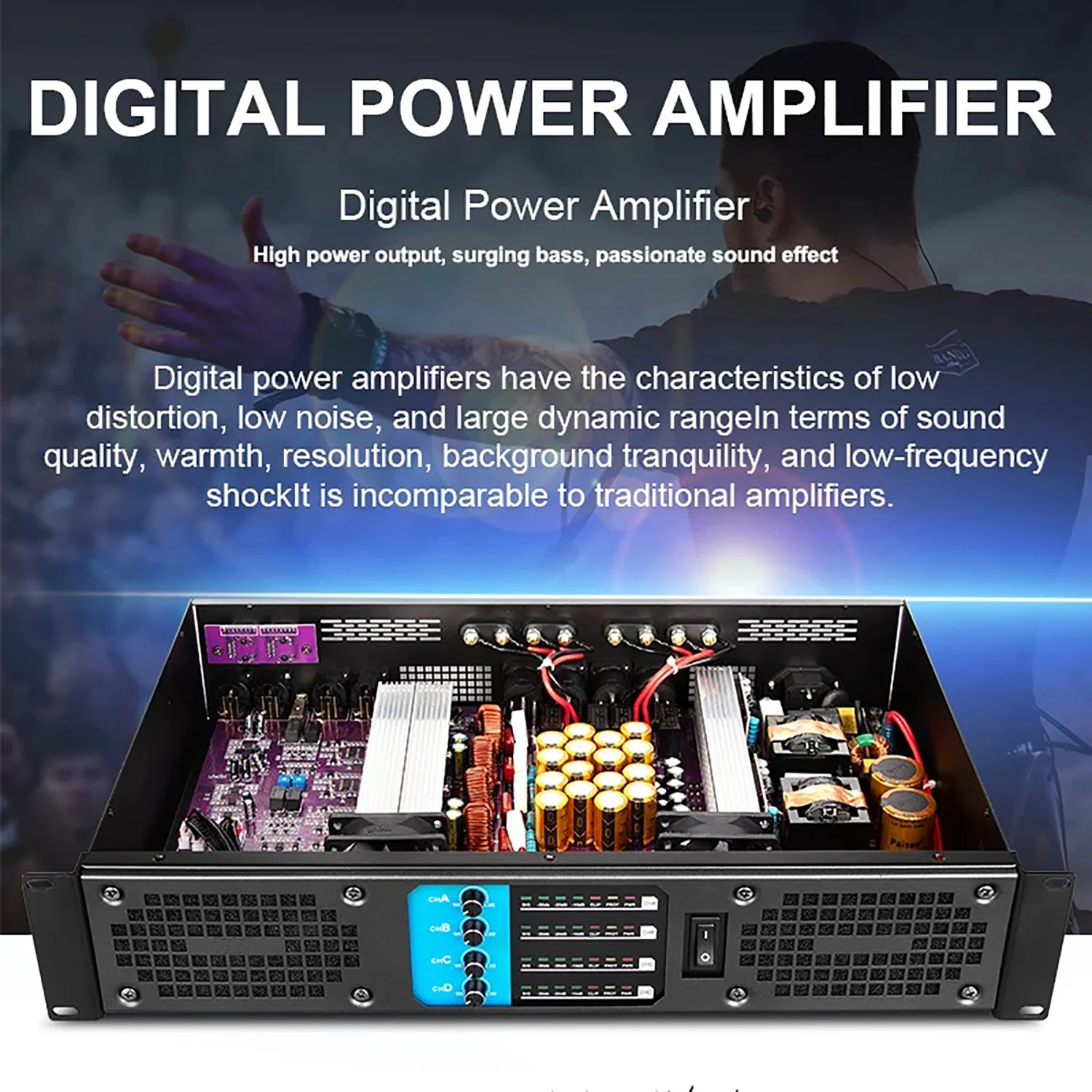GAP-604 Digital Amplifier Professional 550W 4 Channels 8 channels Powerful Amplifier For KTV Stage Concern Church