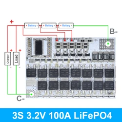 Enhanced Lithium Battery Protection and Balance Charging Module - 100A Capacity (3S 3.2V 100A LiFePO4)