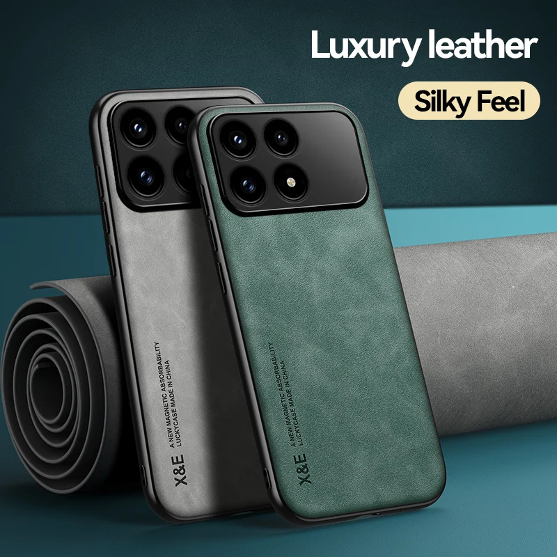 Luxury Leather Smartphone Case with Metal Plate Car Mount Feature
