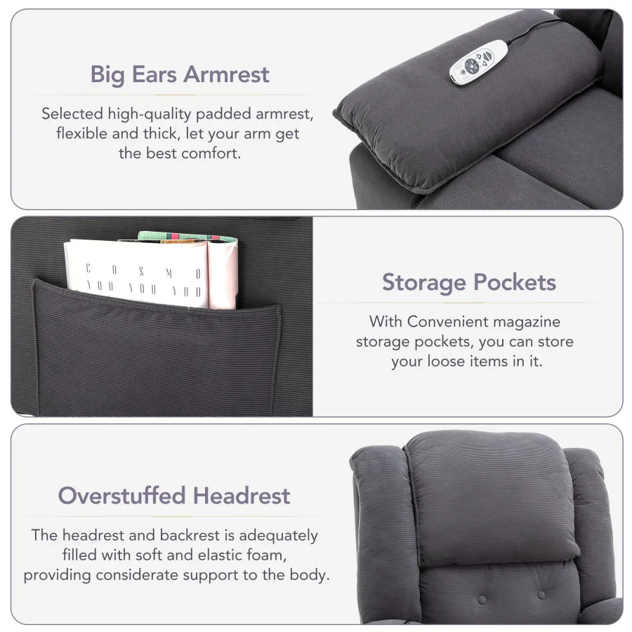 Massage Recliner Power Lift Chair for Elderly with Adjustable Massage and Heating Function Recliner Chair with Infinite Positio 5