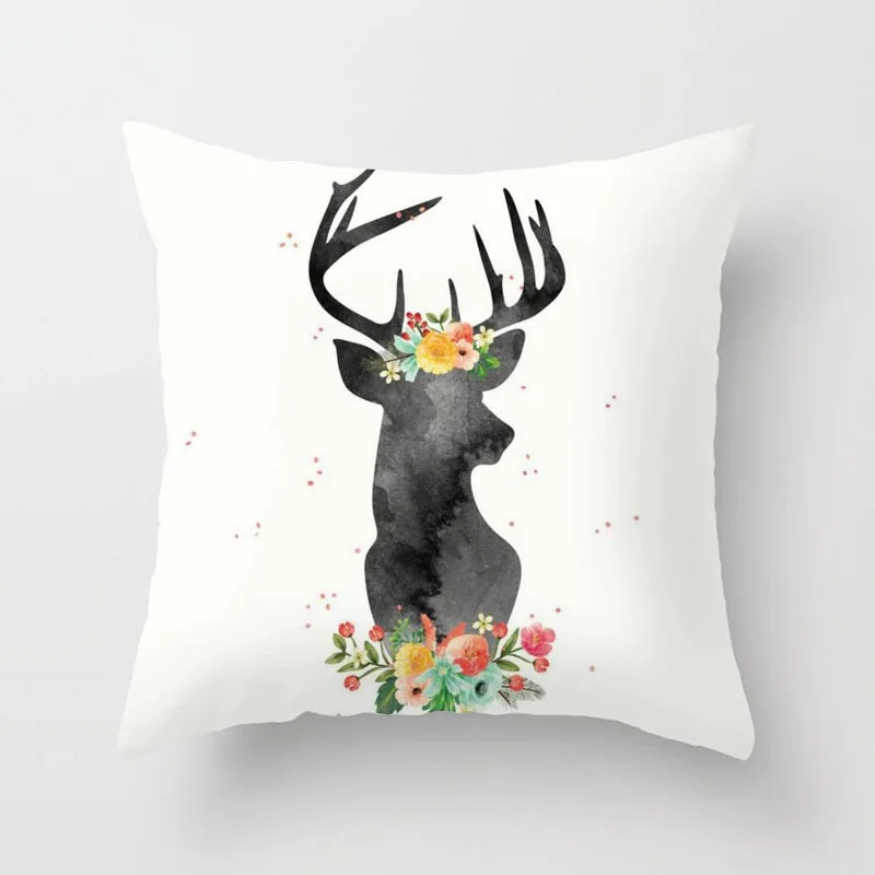 

Deer Geometry Cushion Cover Small Throw Pillow CasePillowcase Sofa Cover Square 45cmx45cm