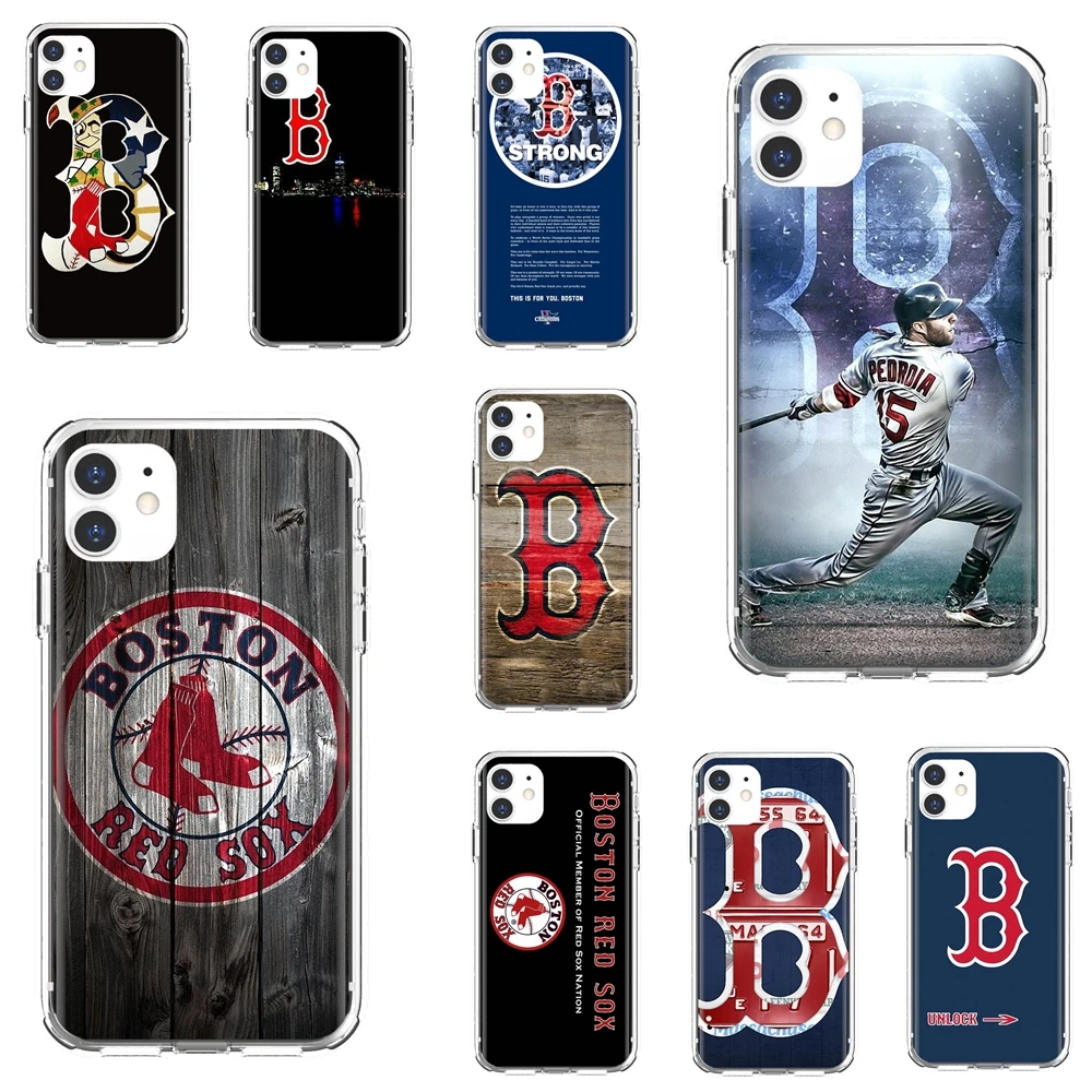 cute iphone xr cases Soft Silicone Case For iPhone 10 11 12 13 Mini Pro 4S 5S SE 5C 6 6S 7 8 X XR XS Plus Max 2020 Boston-Red-Sox-baseball-Logo-Print iphone xr clear case