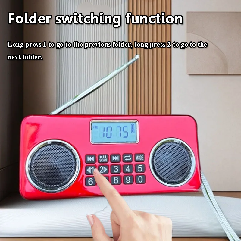 Mini Portable FM Radio Dual Horn LED Display Radios Receiver Wireless Bluetooth 5.3 Speaker Music Player Support Folder TF USB