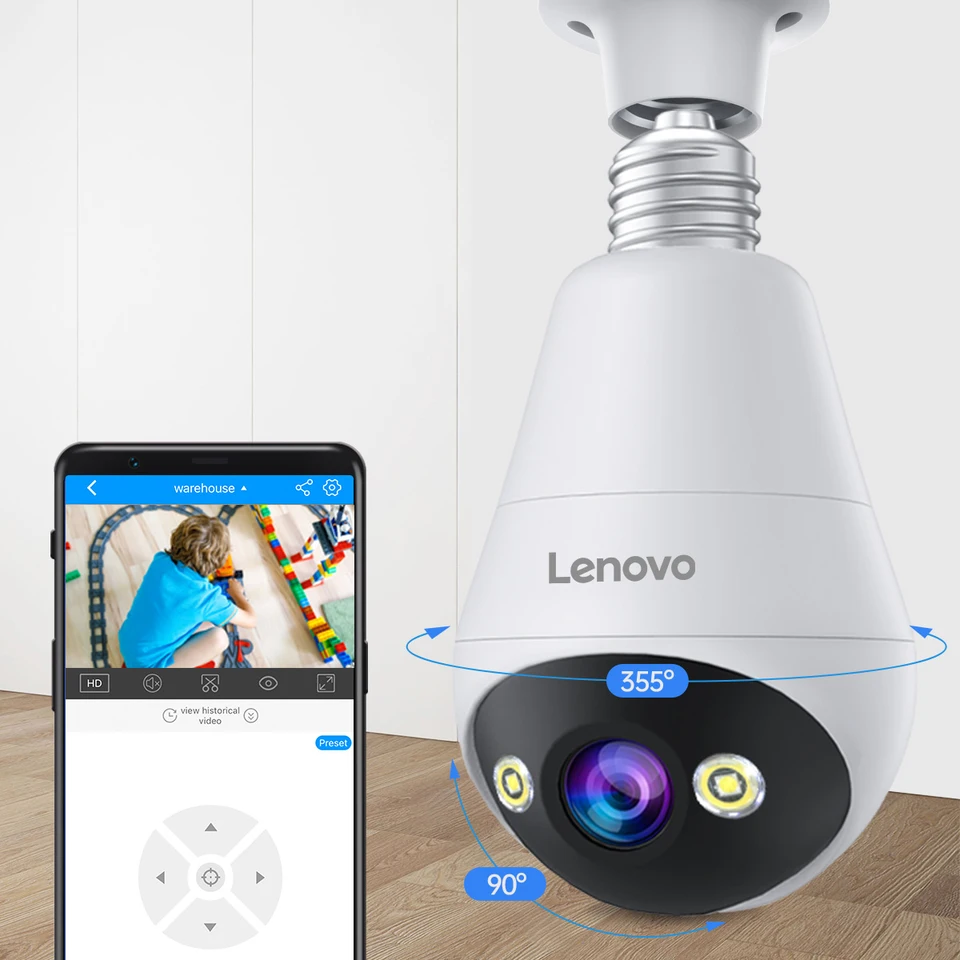 INQMEGAPRO Cámara de Bombilla WiFi, Cámara de Vigilancia con Zoom 10X