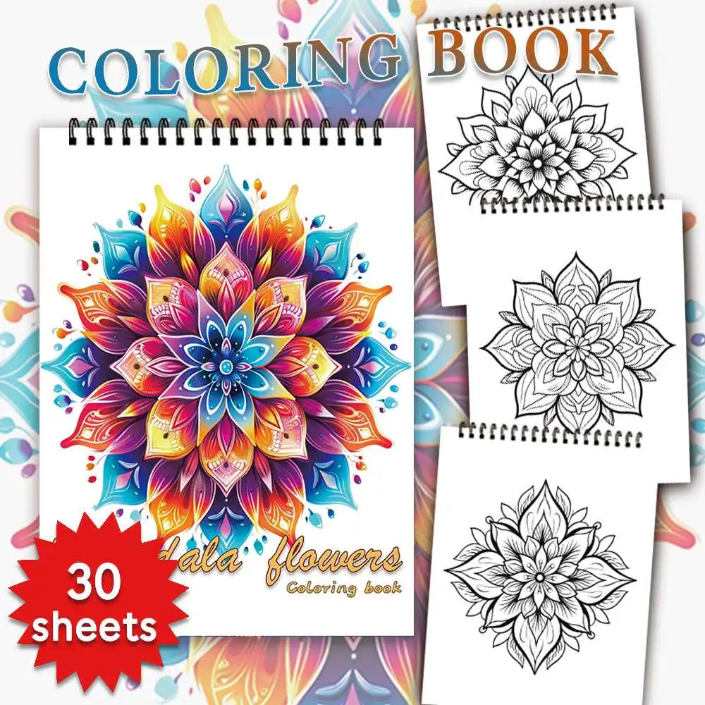 Spiral Coloring book -30 Sheets adult coloring book, 11.2 x 8.3 inches, 100g thick paper, drawing book, homecoming holiday gift 3