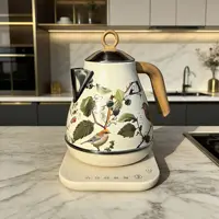 Bouilloire électrique vintage 1,7 L avec contrôle de température, en acier inoxydable 304, pour faire bouillir l'eau, théière, bouilloire de bureau avec fonction maintien au chaud automatique 2