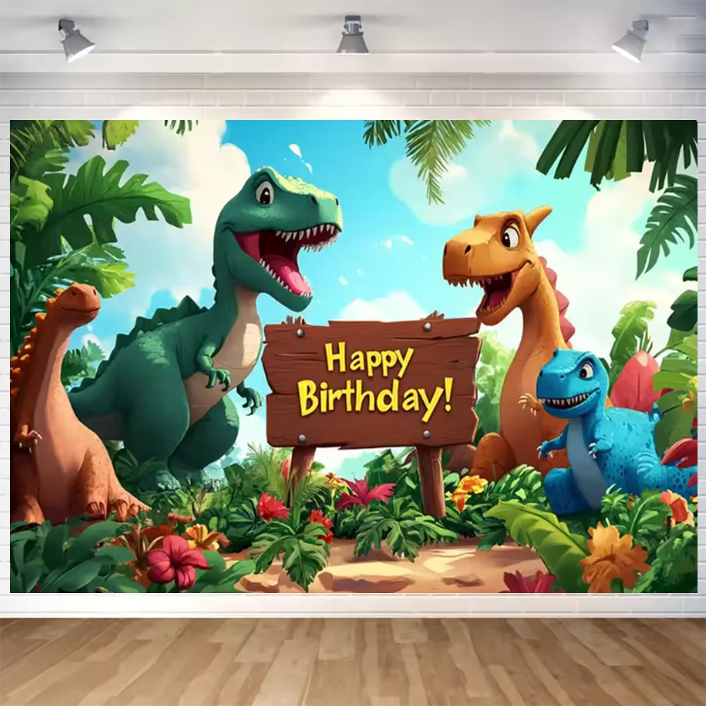 Jurassic Park Dinosaurier Welt Thema Banner Hintergrund Tropischer Dschungel Party Geburtstag Fotografie Poster Dekoration Hintergrund Requisiten – Detail 2