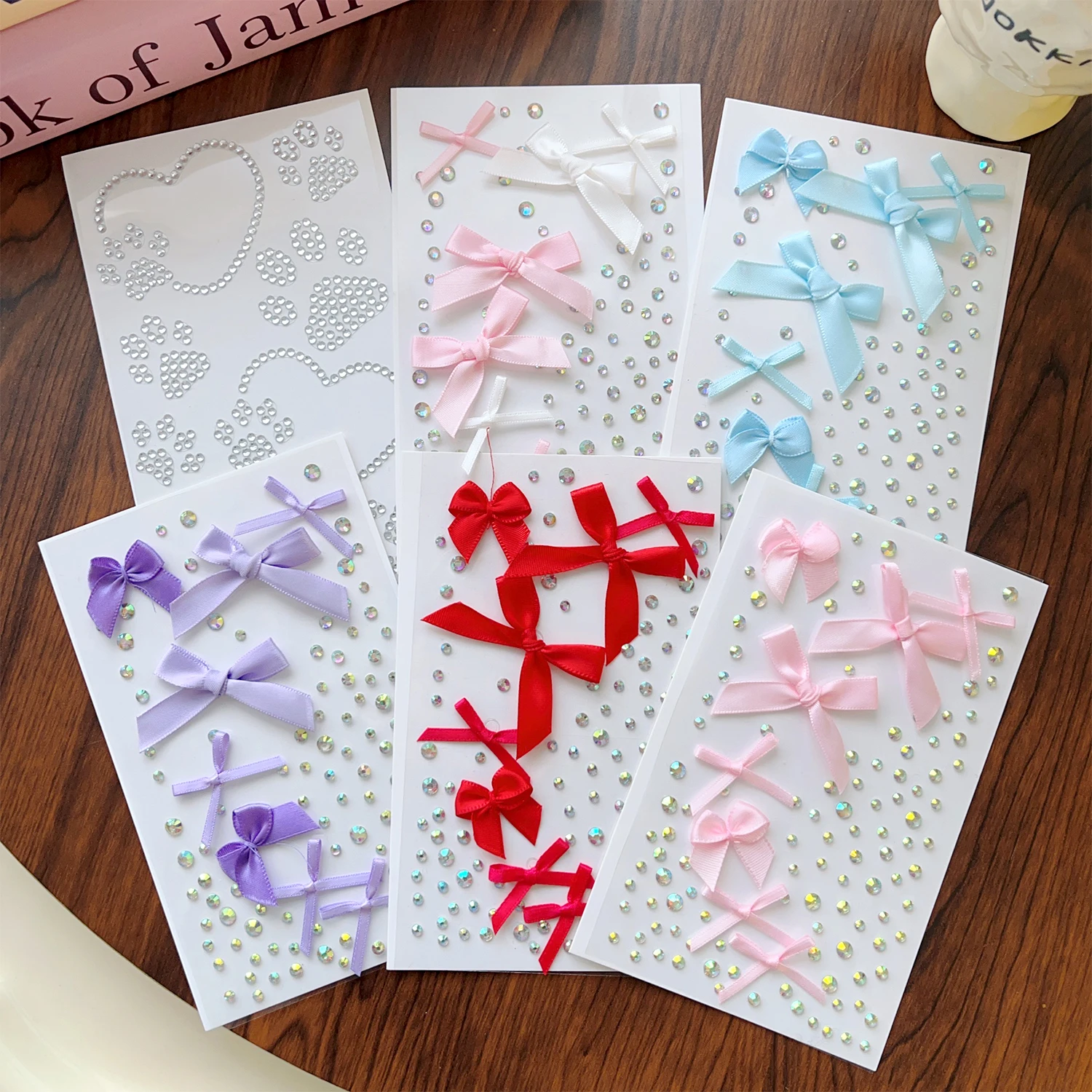 Rhinestone Face Sticker Temporary Tattoo Pink Bow DIY