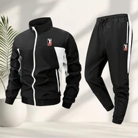 Costume de sport décontracté pour hommes, veste à fermeture éclair avec logo unique imprimé, avec pantalon, pour l'été, le fitness, le cyclisme, les activités de plein air et les trajets quotidiens 3