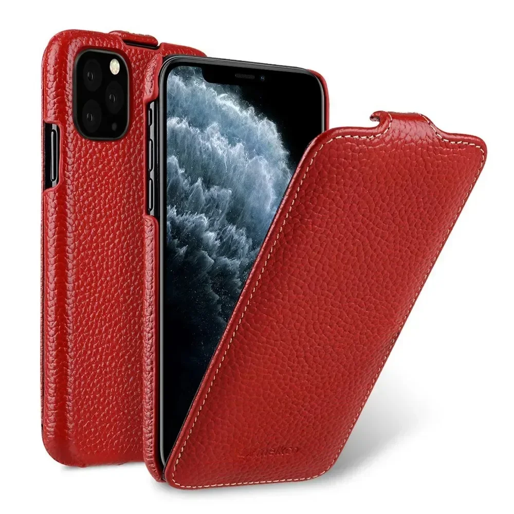 Premium Genuine Leather Flip Case - Luxury Cowhide Phone Cover