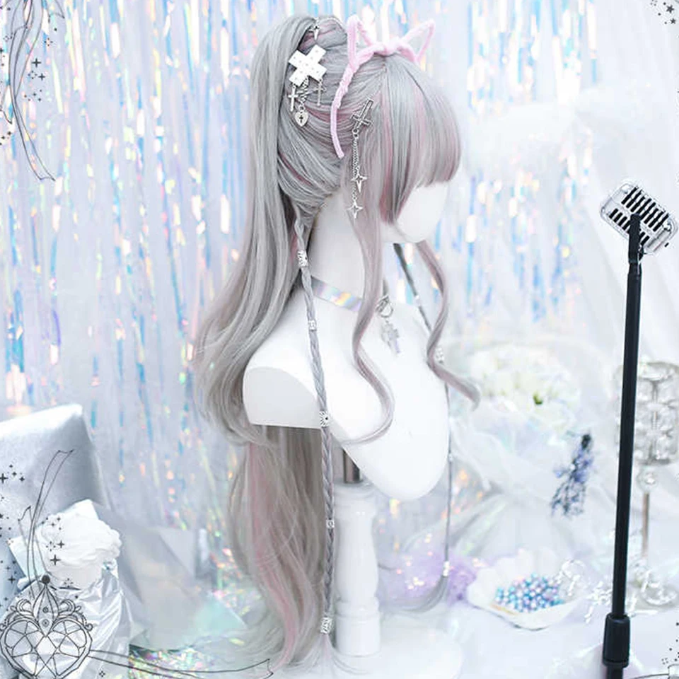 Synthetic White Curly Cosplay Wig for Women