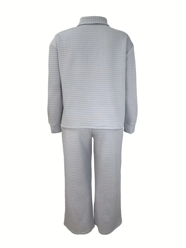 Wmstar Pants Sets Wholesale Plus Size Casual Comfortable Loose Two Piece Set Zipper Top and Pants Matching Dropshopping