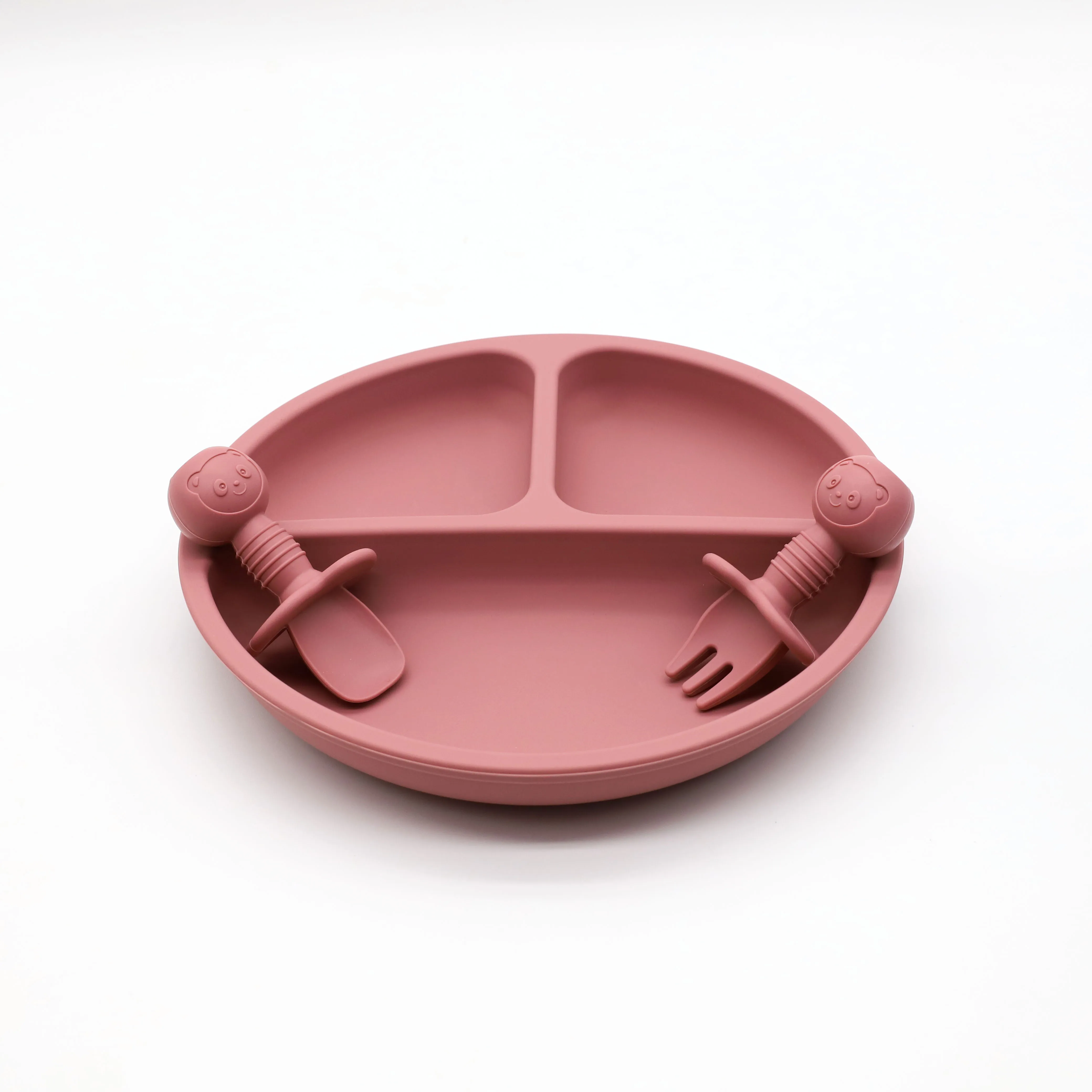 3pcs Baby Silicone Tableware Set Complementary Food Feeding Plate Spoon Fork baby tableware set silicone dining plate silicone meal set silicone feeding set