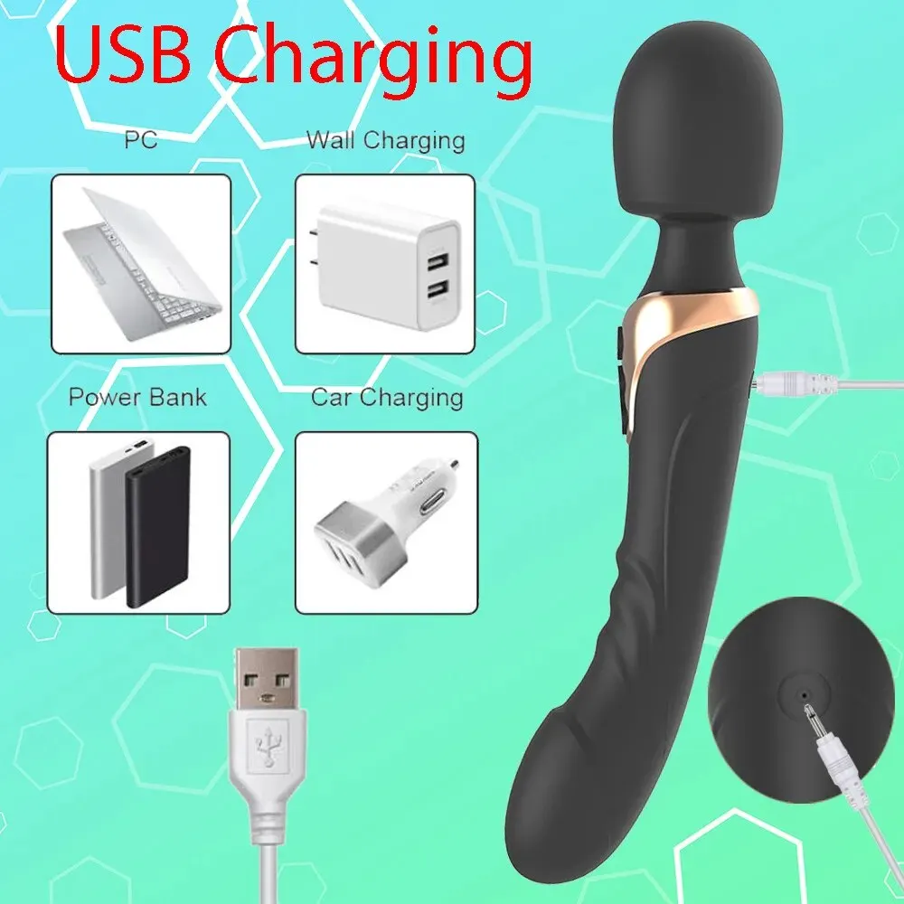 LICKLIP Double Head Powerful Clit Vibrators for Women AV Magic Wand Massager Dildo G Spot Orgasm Clitoris Stimulator Masturbator clitoris vibrator,clit sucking vibrator,female sex toys,vibrator sex toy
