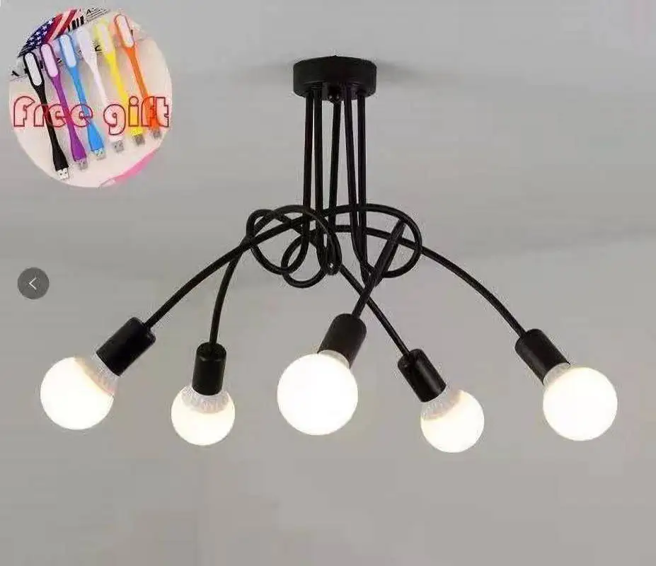 

Northern Europe simple LED dining room iron art branch elbow study living room small bedroom personality creative ceiling lamp