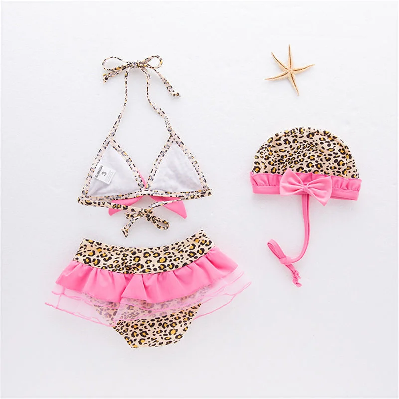 Kids Girls Leopard Swimsuit for Beach