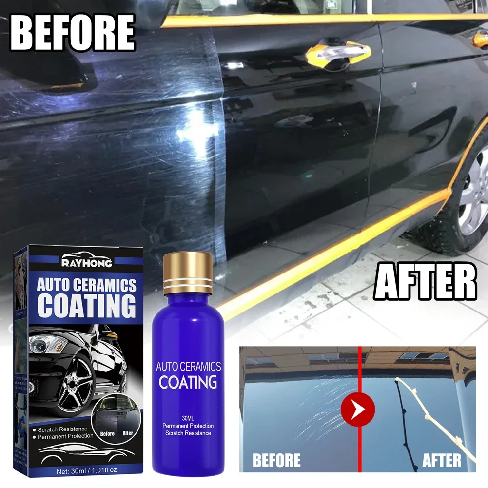 1-2Set 30ml 10H Anti-Scratch Auto Ceramic Glass Coat Liquid Hydrophobic Paint Care Polish Super Detailing Coating For Car Repair