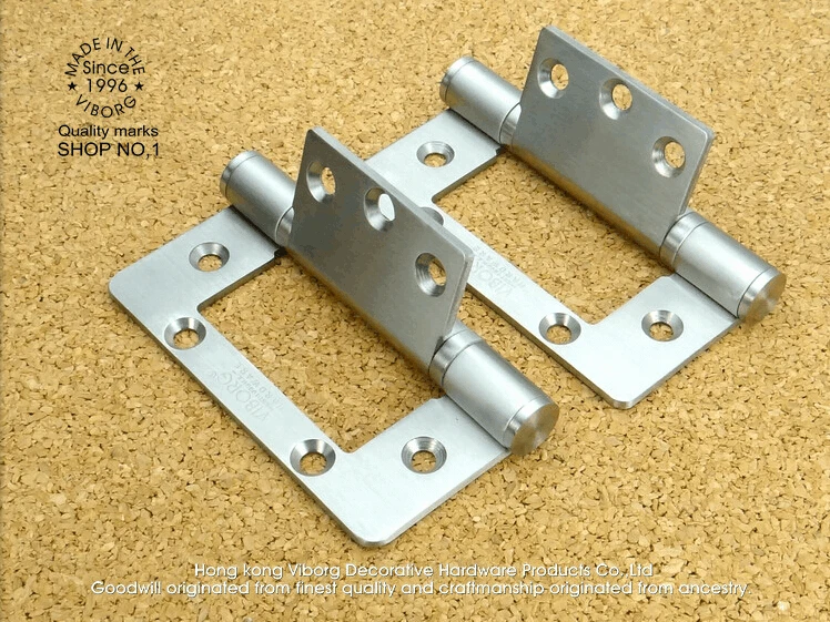 (2 pieces)VIBORG 4" 304 Stainless Steel Extra-thick Smooth&Quiet Non mortise Ball Bearing Door Hinges Hinge