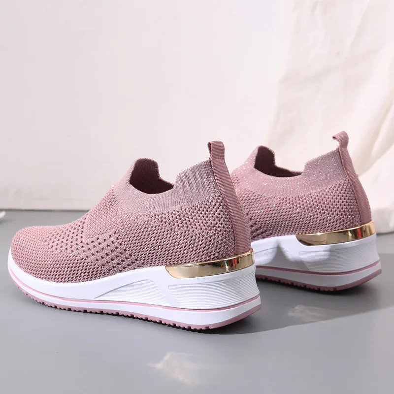 TSTCTB Sneakers for Women 2022 Spring and Summer New Solid Color Interior Height Thick Bottom Breathable Casual Shoes for Women