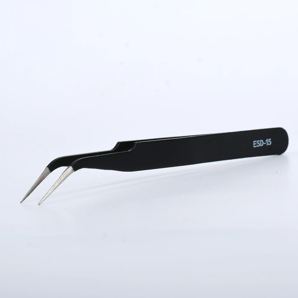 Stainless Steel Tweezers Anti-Static Stainless Steel Tweezers Precision Maintenance Industrial Repair Curved Tool Home Working Model Making Hand Tool