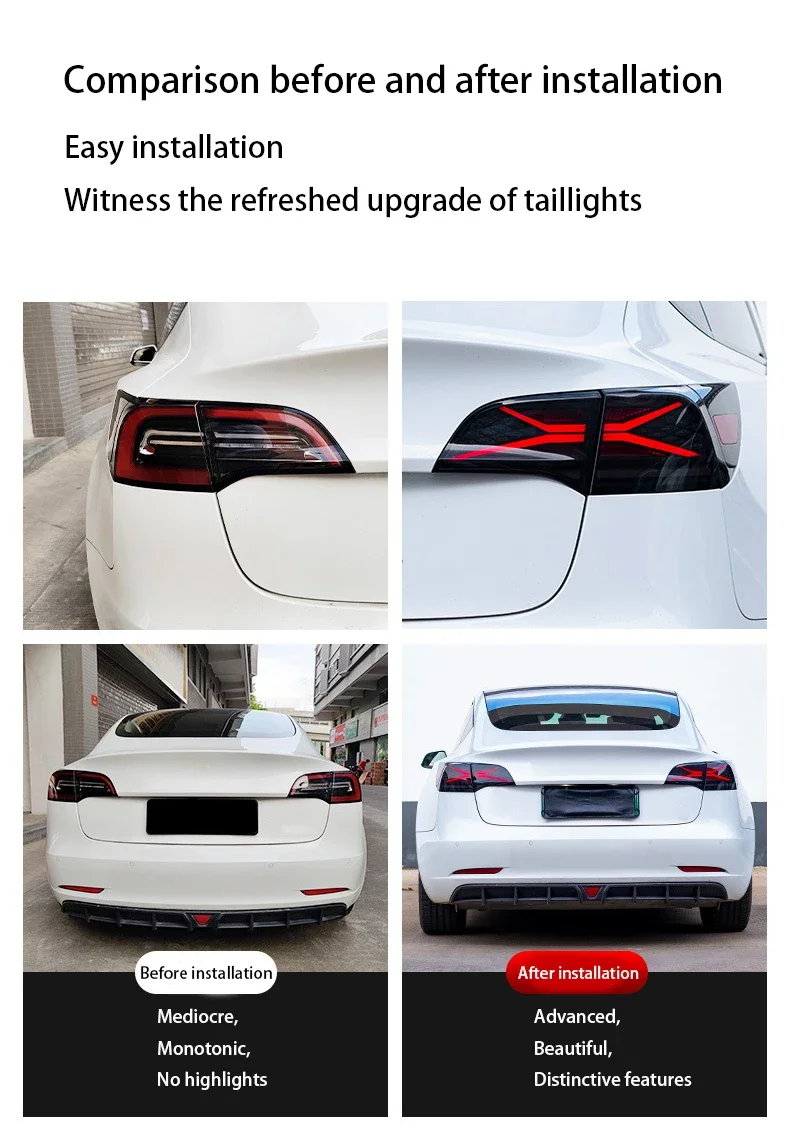 Taillights For 2017 18 19 20 21 2022 Tesla Model 3 and Model Y RGB Car Start Up
