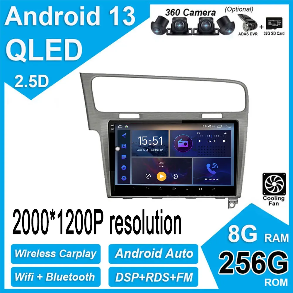 

For VW Volkswagen Golf 7 Vll 2014-2018 Android 13 Car Audio WiFi GPS Carplay Camera Radio Video Multimedia Navigation