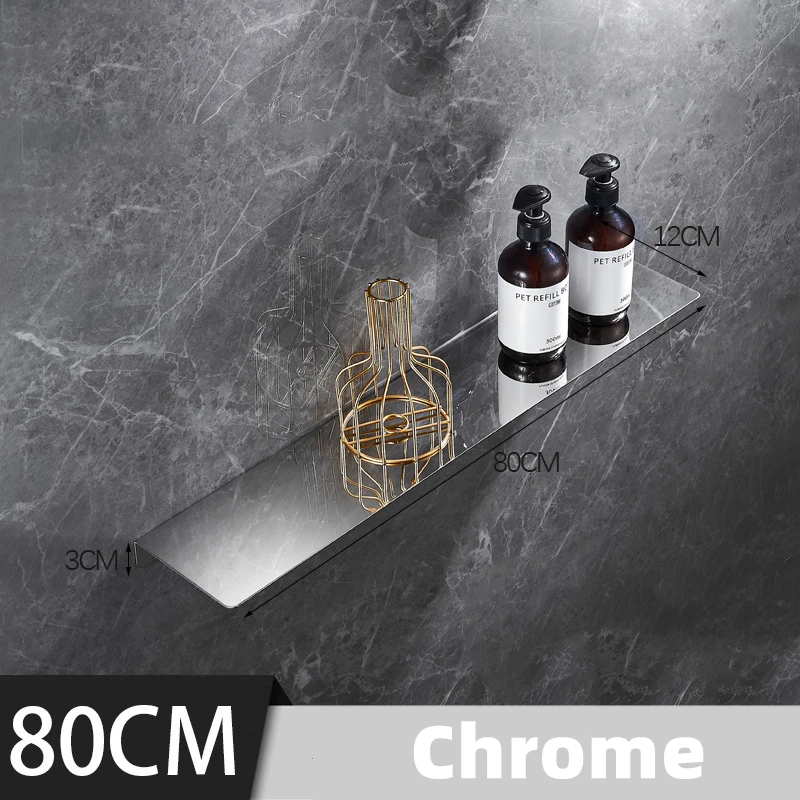 BlackChromeBathroomShelfThickenStainlessSteelCornerShelves
