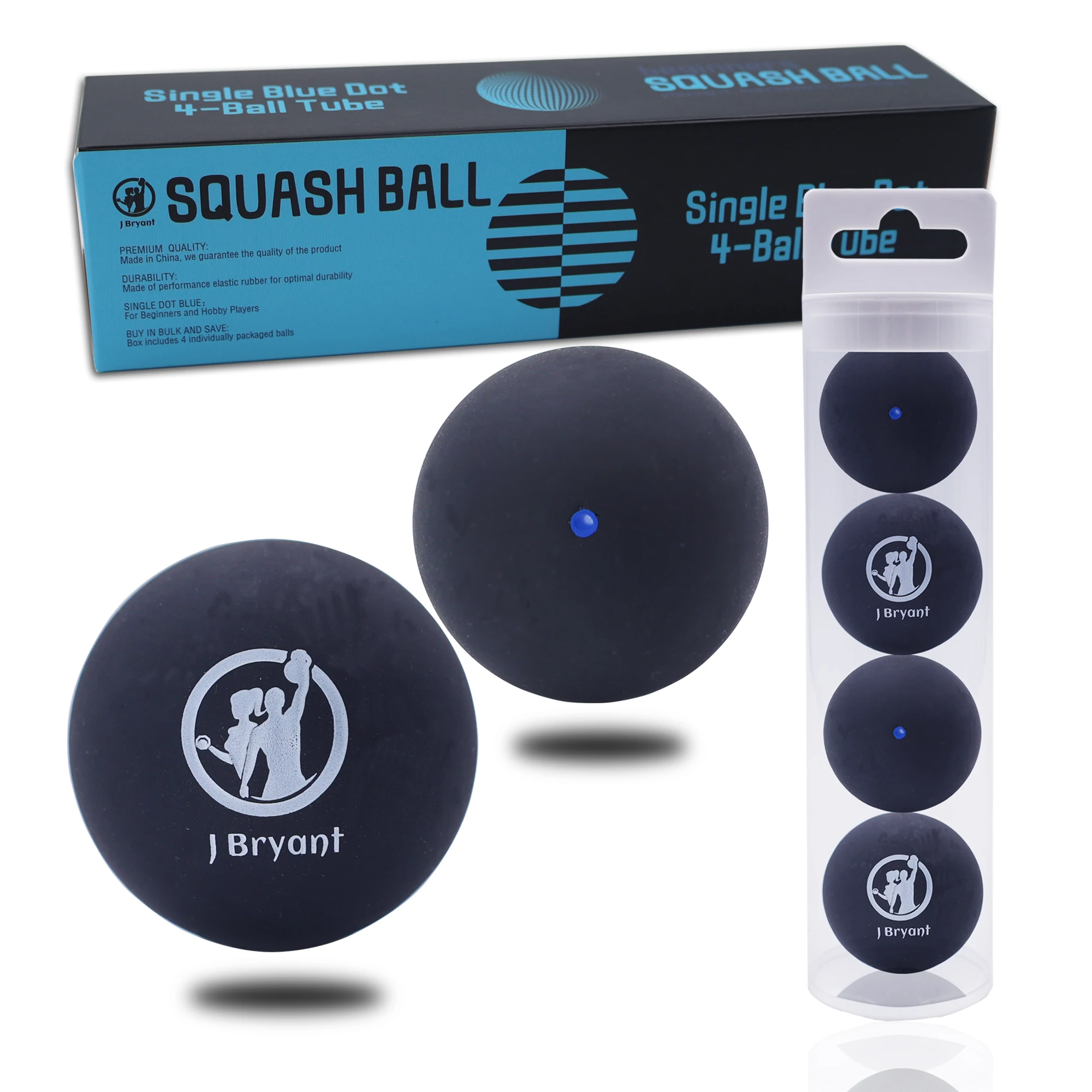 4PackSquashBallsSingleBlueDotRubberSquashBallforBeginners