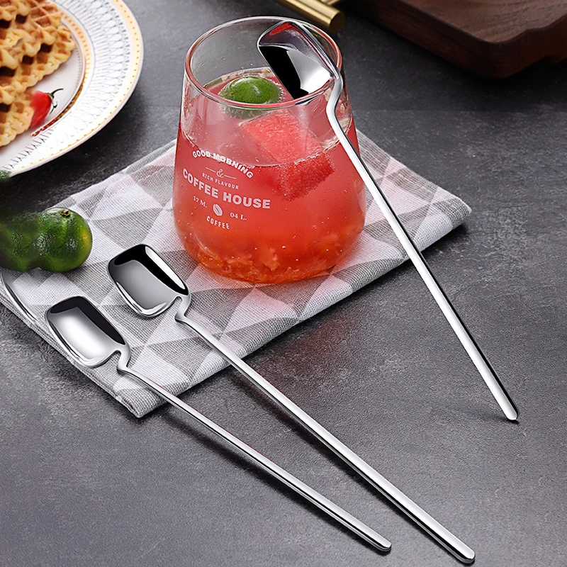 Long Handle Spoon 304 Stainless Steel Mixing Spoon Stirring Drink Bar Bar Accessories Kitchen Accessories cocktail spoon