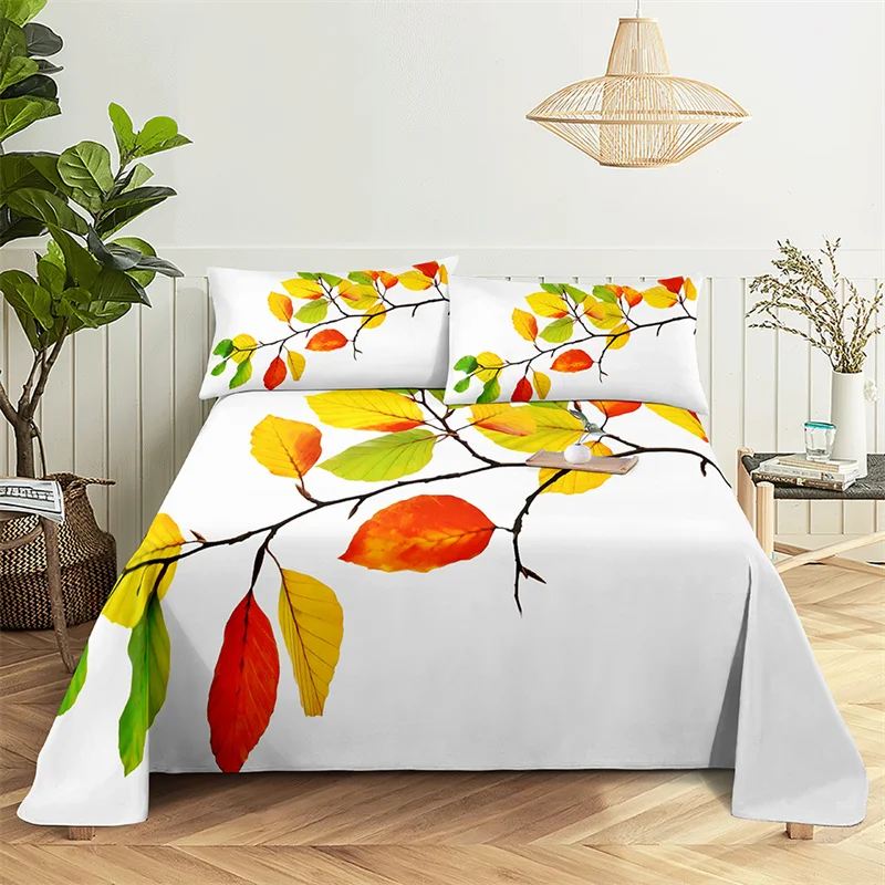 

Maple Leaf Leaves Queen Sheet Set Girl, Lovers Room Bedding Set Bed Sheets and Pillowcases Bedding Flat Sheet Bed Sheet Set