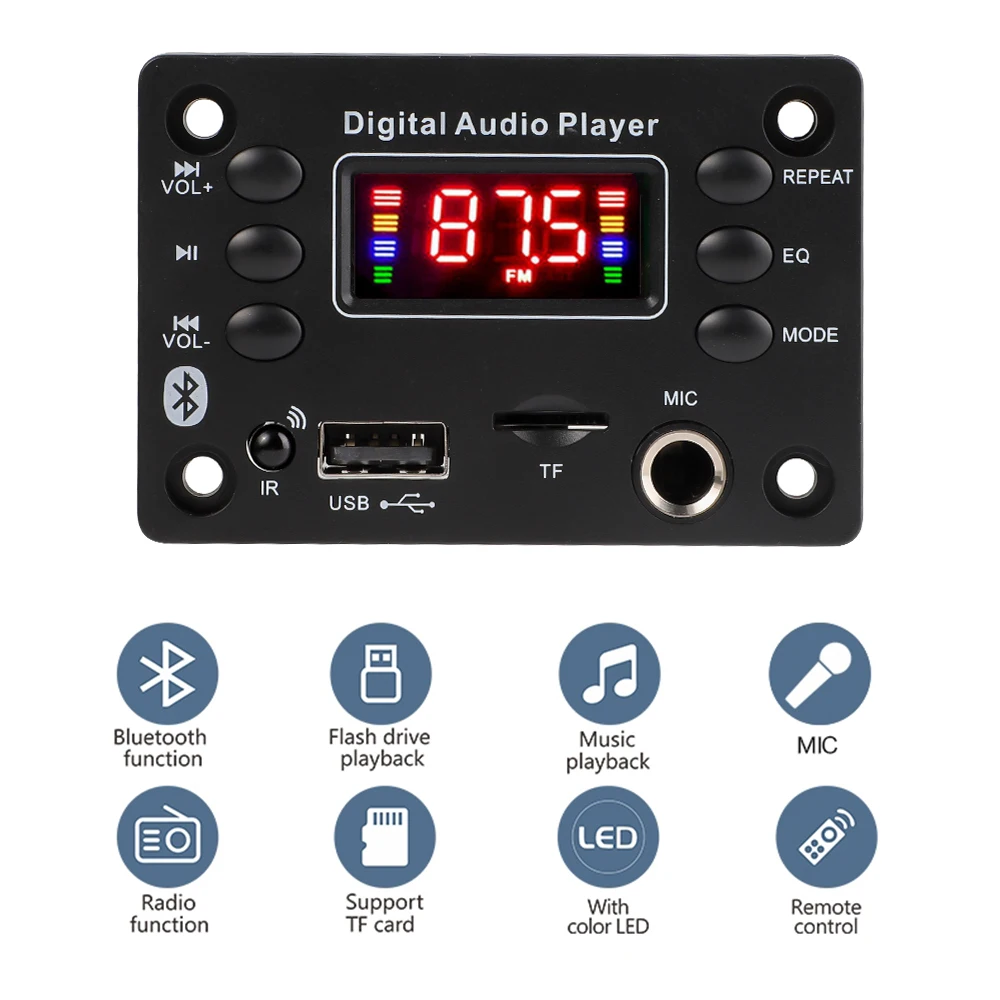 블루투스 5.0 MP3 WMA 디코더 보드, 50W 앰프, 6.5mm 마이크, FM 라디오, USB TF MP3 음악 플레이어, 핸즈프리 스피커, DC 7V, 16V Best5 블루투스 5.0 MP3 WMA 디코더 보드, 50W 앰프, 6.5mm 마이크, FM 라디오, USB TF MP3 음악 플레이어, 핸즈프리 스피커, DC 7V, 16V Best5