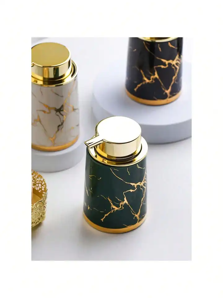 Dispenser di sapone per le mani in schiuma di ceramica, ricaricabile, dispenser di sapone liquido per le mani, per bagno, cucina, piatti, dispenser di sapone con pompa (nero