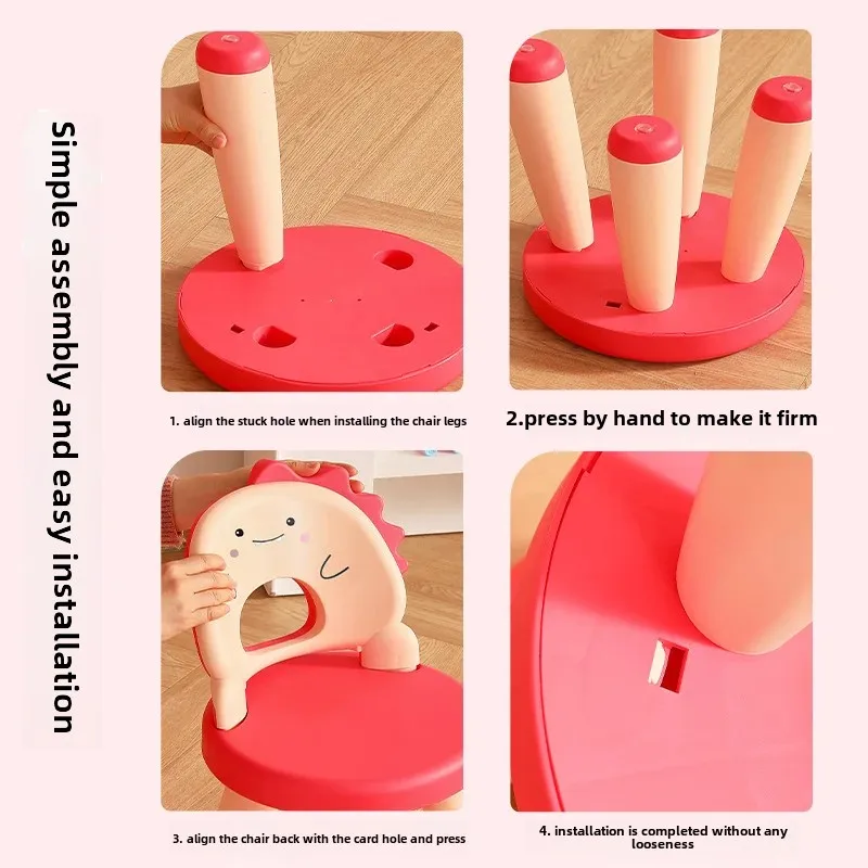 Thickened Plastic Dinosaur Back Chair Children's Stool Baby Chair Cartoon Bench Dragon Year New Model Furniture Kids' Seat