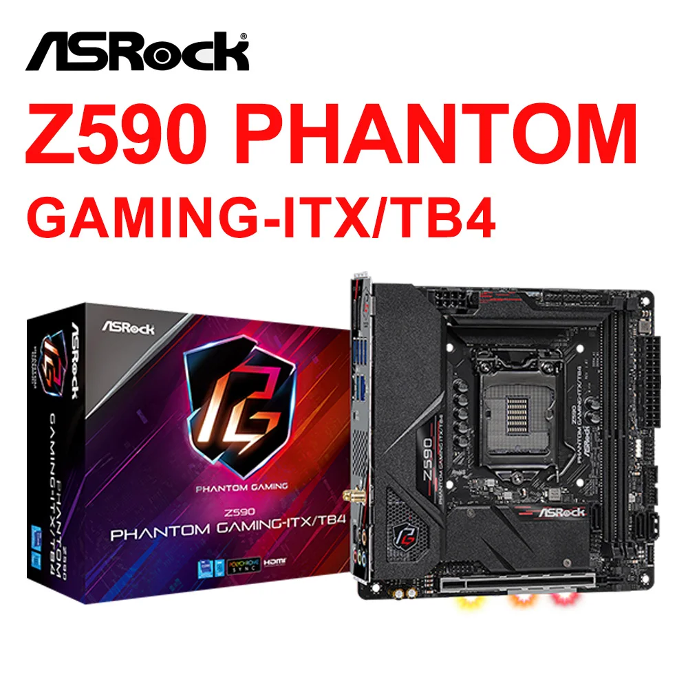 

ASRock Z590 PHANTOM GAMING-ITX/TB4 LGA 1200 SATA 6 Гб/с Mini ITX Intel материнская плата с поддержкой Intel 10/11th Core Combo Placa Mae New