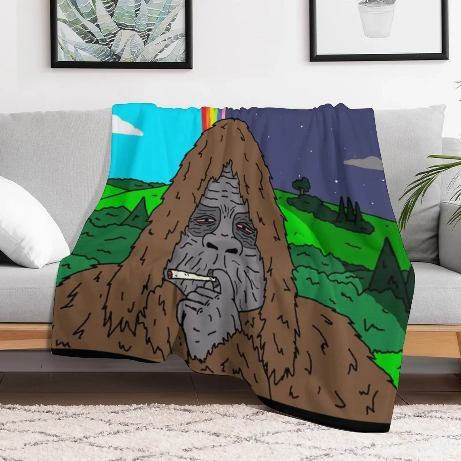 Sassy the Sasquatch Smoking Throw Blanket Decorative Throw Loose funny gift Thermals For Travel Blankets 5